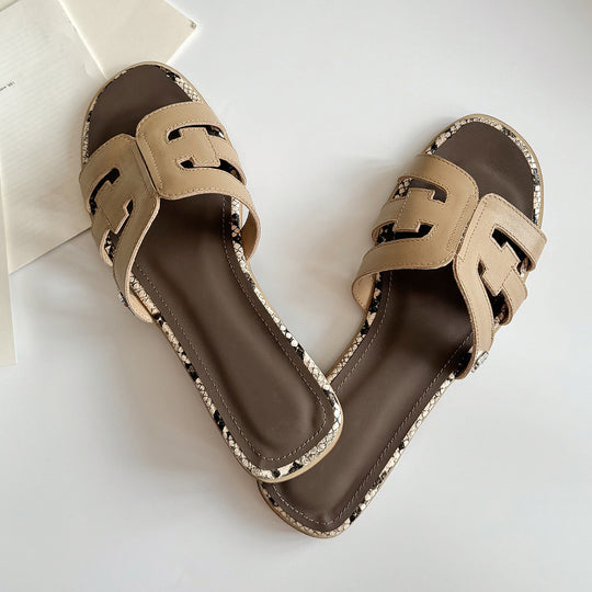 Damen Komfortable Slippers mit dekorativem Riemen und hochwertiger Sohle EB