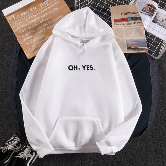 Damen nan Kapuzenpullover mit weichem Innenfutter, Kängurutasche und dezentem Frontprint EB