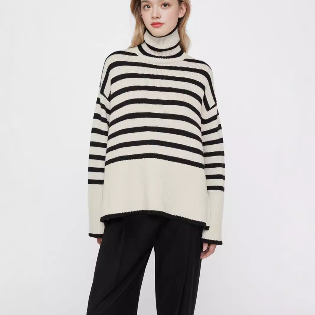 Damen Strickpullover mit Rollkragen und breiten Ärmeln EB