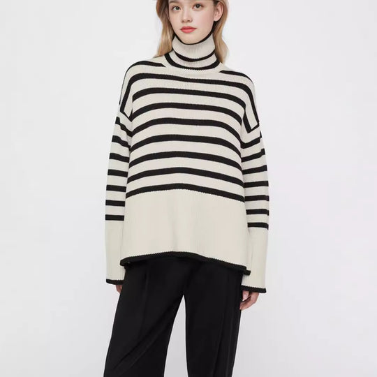 Damen Strickpullover mit Rollkragen und breiten Ärmeln EB