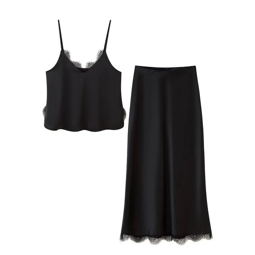 Damen Eleganter Midirock mit zartem Spitzenbesatz EB