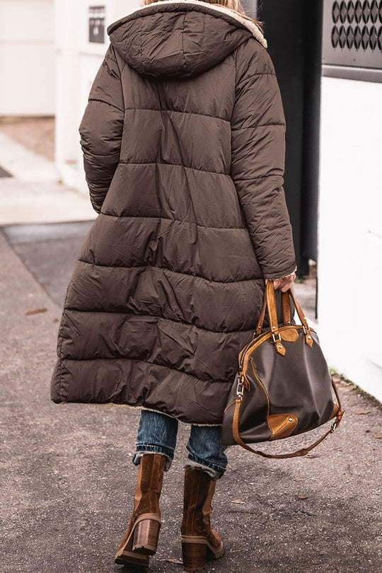 Damen lange, gefütterte Winterjacke mit Fleece-Futter EB