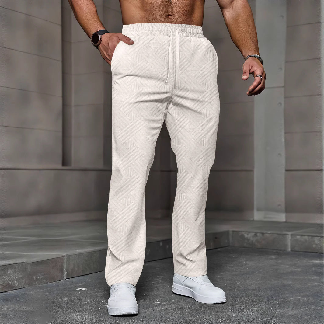 Herren nan strukturierte Relax-Jogginghose mit geometrischem Jacquard, elastischem Tunnelzug und geradem Bein EB