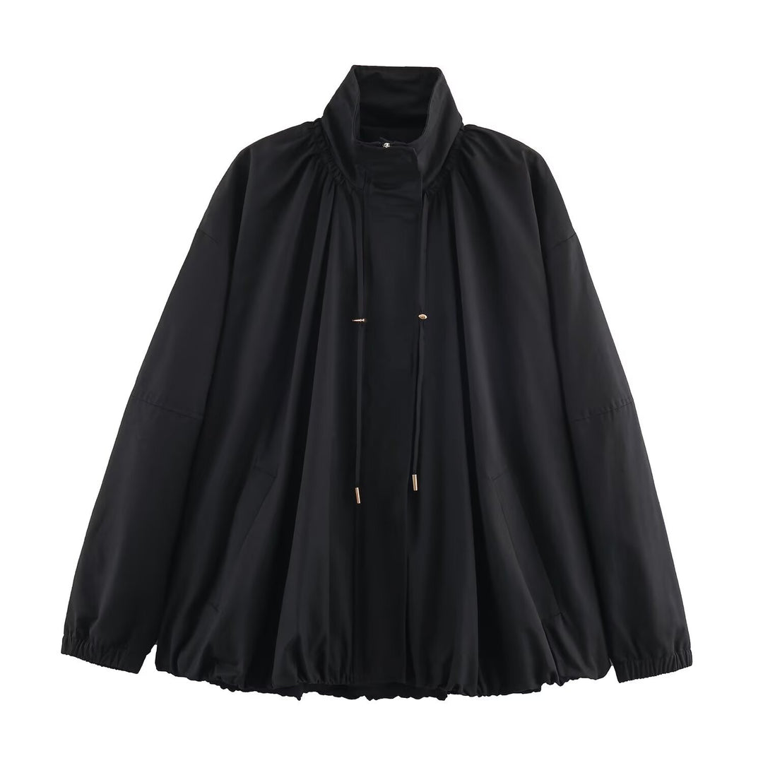 Damen modische Übergangsjacke mit hohem Kragen und lässigem Schnitt EB