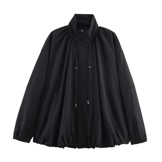 Damen modische Übergangsjacke mit hohem Kragen und lässigem Schnitt EB