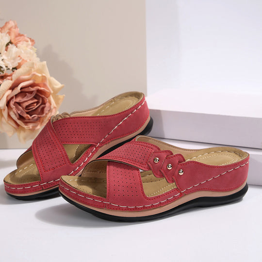 Damen Komfortable Riemensandalen mit anatomischem Fußbett und elastischen Quer-Riemen EB