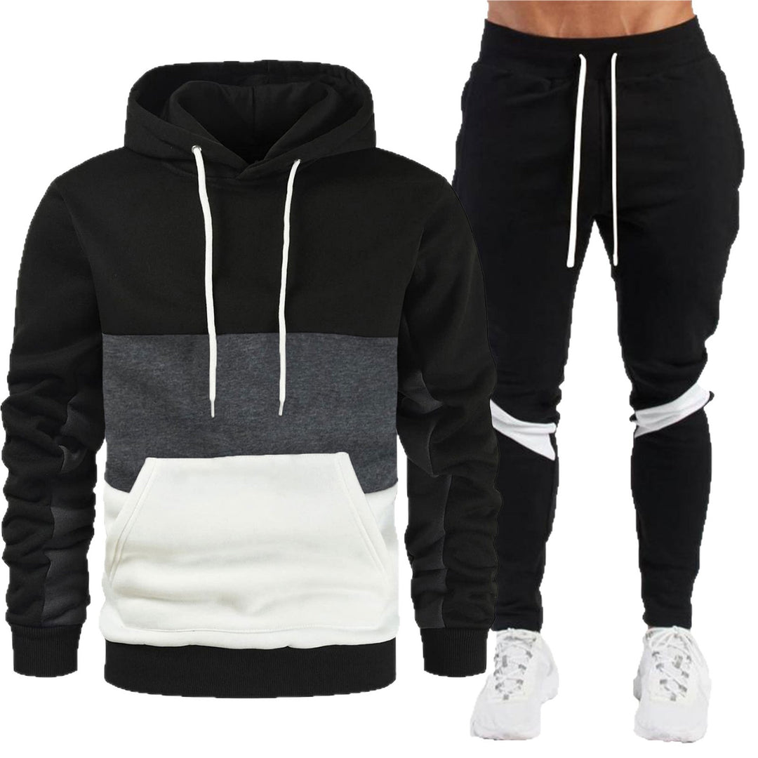 Herren nan sportives Hoodie- und Jogginghose-Set mit Kontrastblenden, Kängurutasche, elastischem Bund und schmal zulaufendem Bein EB