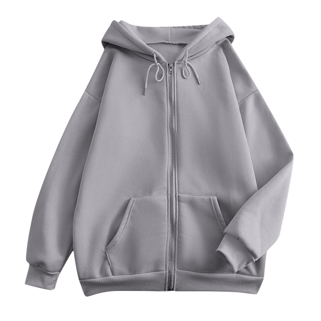 Damen nan extrabreite Zip-Kapuzenjacke mit weichem Fleecefutter, Kängurutaschen und gerippten Bündchen EB