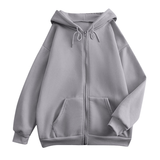 Damen nan extrabreite Zip-Kapuzenjacke mit weichem Fleecefutter, Kängurutaschen und gerippten Bündchen EB