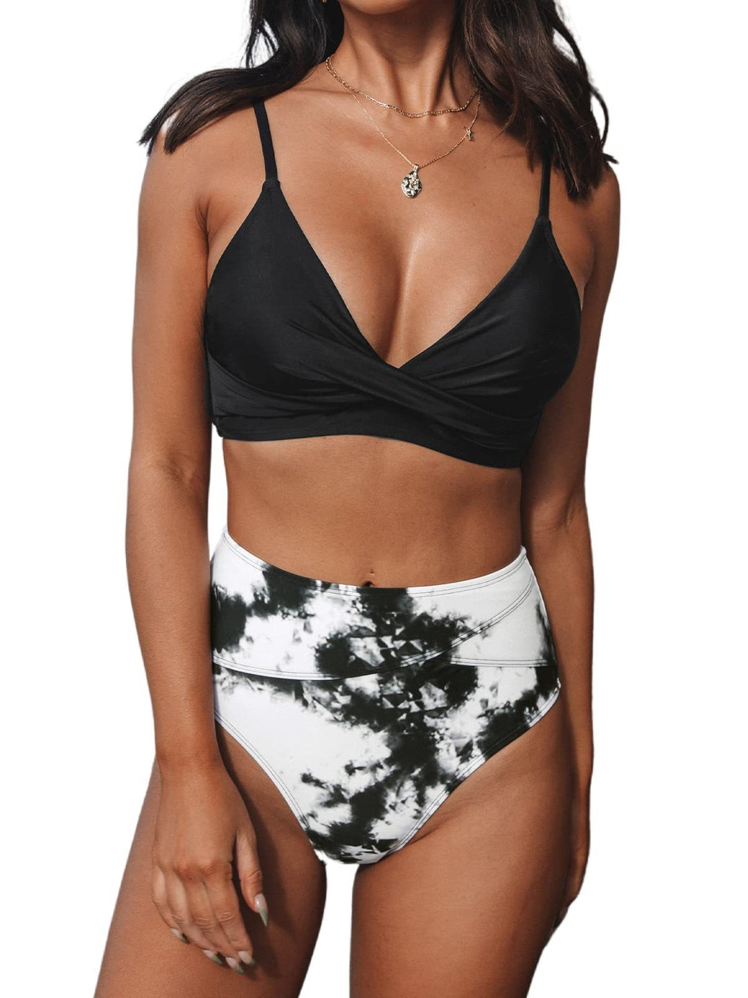 Damen Hochtailliertes Wickel-Bikini-Set EB