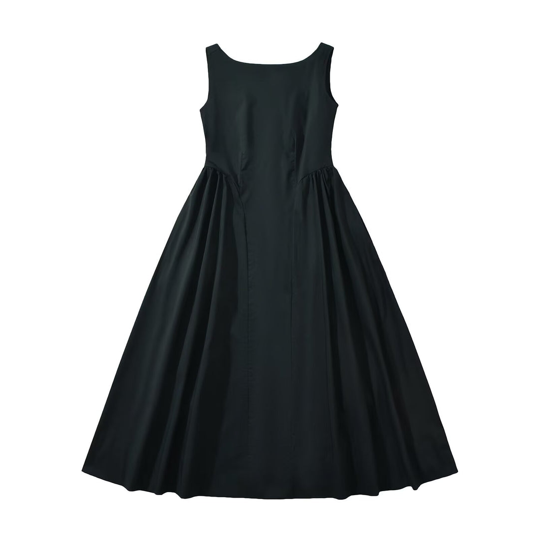 Damen Maxikleid mit elegantem, fließendem Schnitt und Rundhalsausschnitt EB