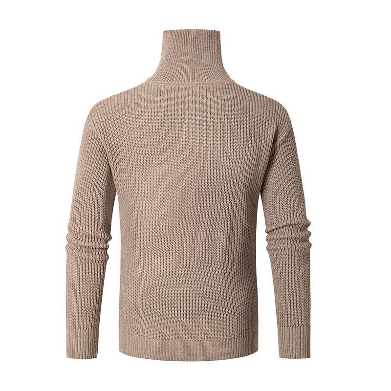 Herren nan strukturierter Halbzip-Pullover mit hohem Kragen, robuster Rippstruktur und elastischen Bündchen EB