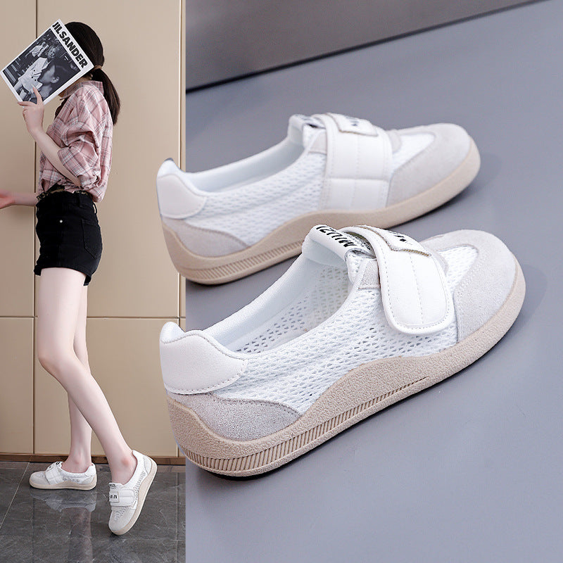 Damen Komfortable Freizeit Sneakers mit atmungsaktivem Netzdesign und elastischem Klettverschluss EB