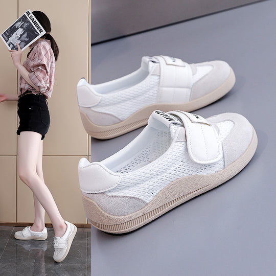 Damen Komfortable Freizeit Sneakers mit atmungsaktivem Netzdesign und elastischem Klettverschluss EB