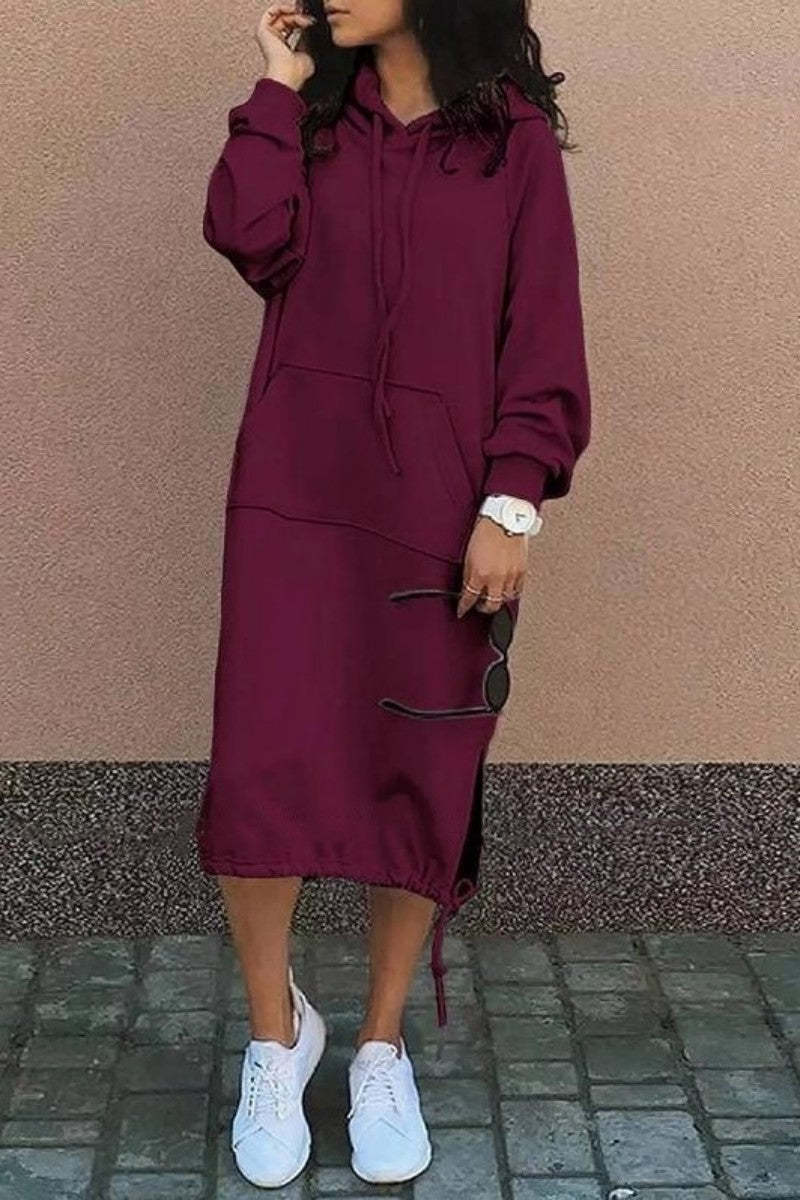 Damen Hoodie-Kleid mit lässiger Passform und praktischen Taschen EB