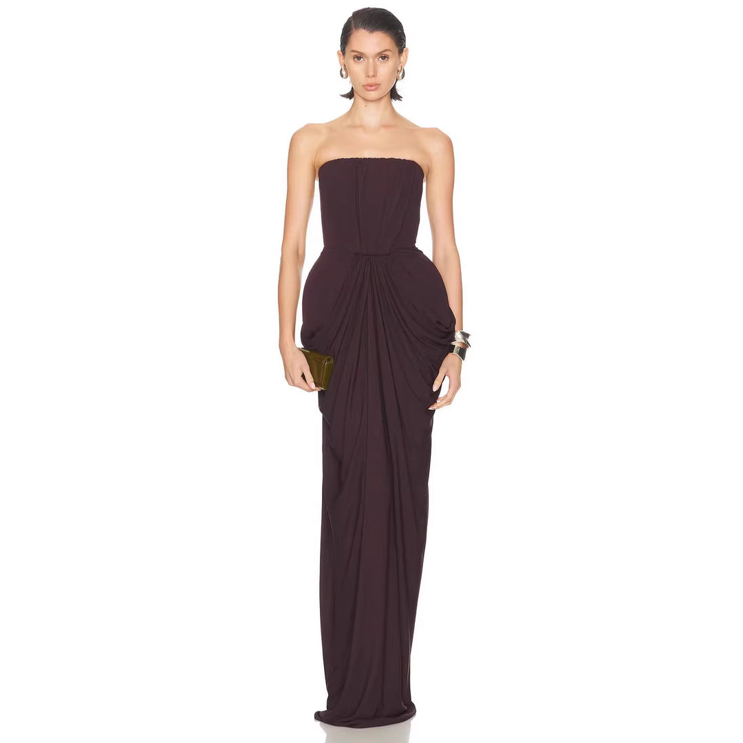 Damen Elegantes Maxikleid mit raffinierten Drapierungen EB