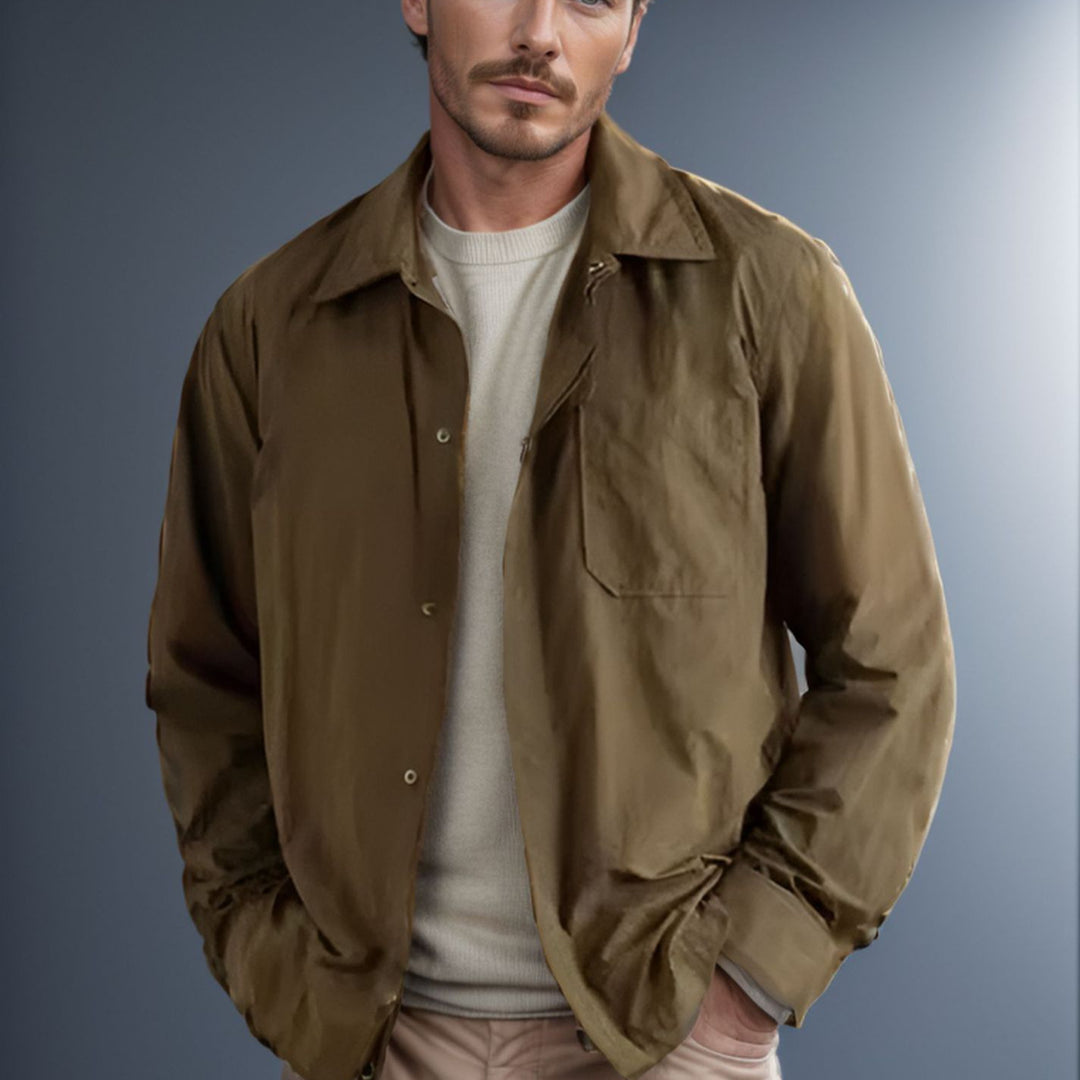 Herren vielseitige Hemdbluse mit aufgesetzter Brusttasche und schickem Kragen EB