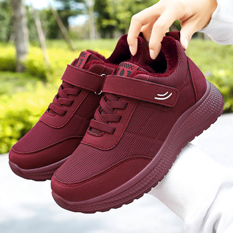 Damen nan gefütterter Komfort-Walking-Sneaker mit niedrigem Schaft, Klettverschluss und stoßabsorbierender EVA-Dämpfung EB