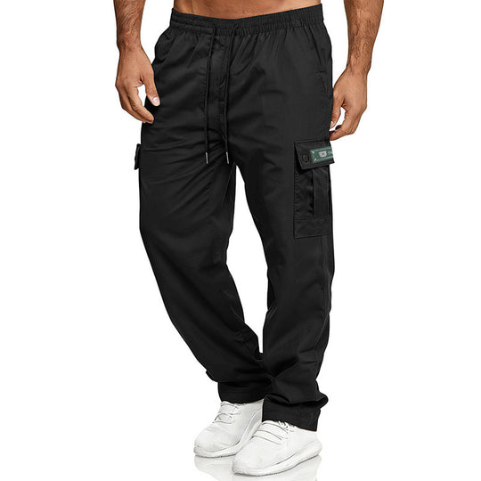 Herren Cargohose mit elastischem Bund, Kordelzug und Multifunktions-Taschen EB