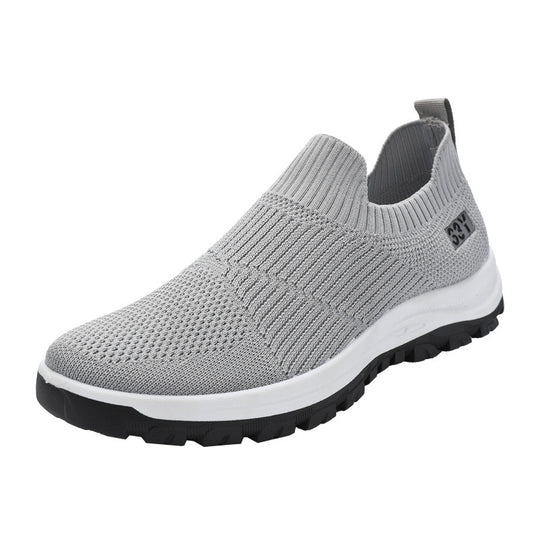 Damen Bequeme Slip-On Sneakers mit elastischem Strickoberteil und rutschfester Sohle EB