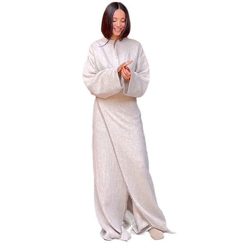 Damen Modisches Leinen-Ensemble EB