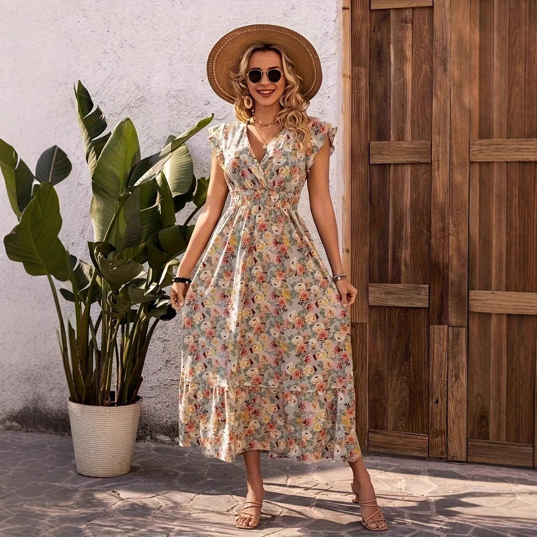 Damen Maxikleid mit fließendem Schnitt und Rüschen EB
