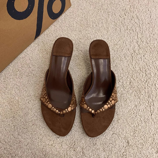 Damen elegante Pantolette mit schimmernden Akzenten EB