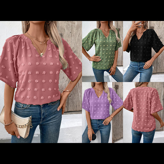 Damen elegantes Oberteil mit strukturiertem Blumenmuster EB