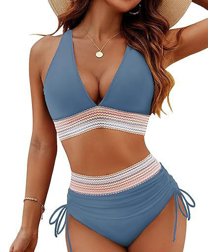 Damen Hochtailliertes Bikini-Set mit verstellbaren Trägern EB
