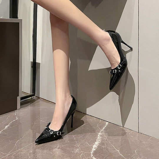Damen stilvolle spitze High Heels mit dekorativen Schnallen EB