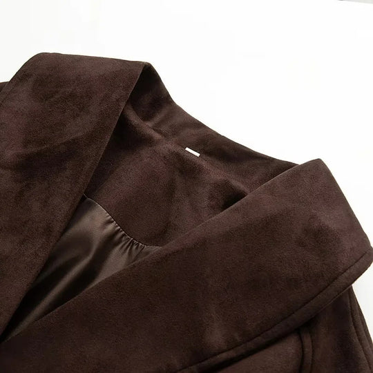 Damen elegante Übergangsjacke mit Bindegürtel und schmeichelndem Revers EB