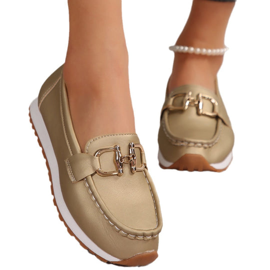 Damen elegante Mokassins mit modischem Schnallen-Detail EB