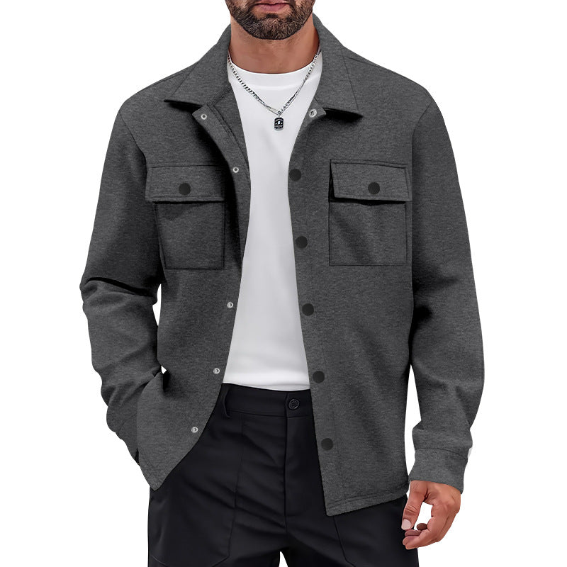 Herren nan arbeitsinspirierte Hemdjacke mit Druckknopfleiste, aufgesetzten Brusttaschen und kastiger Passform EB
