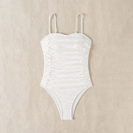 Damen eleganter Einteiler Badeanzug mit Raffungen EB