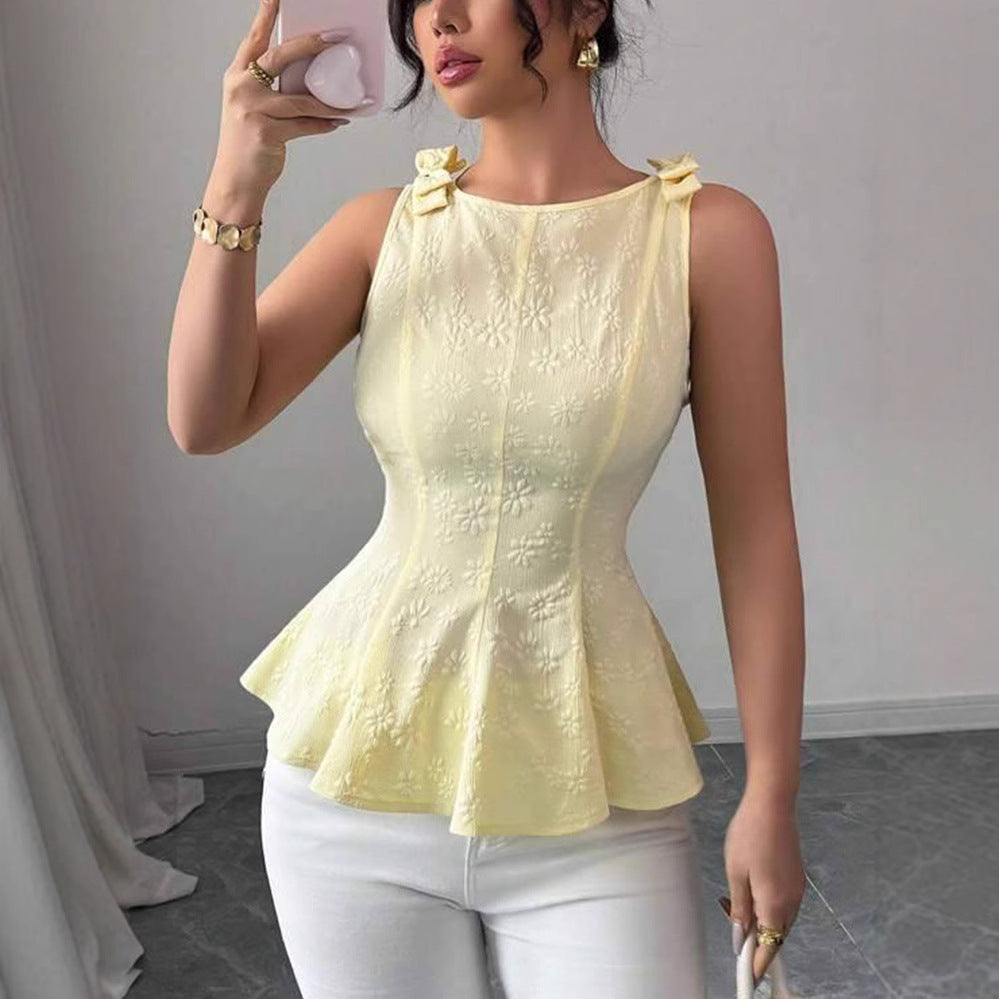 Damen Peplum-Top mit floralen Details EB