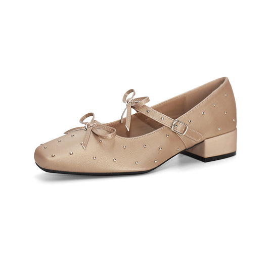 Damen Ballerinas mit dekorativen Schleifen und Strass-Applikationen EB