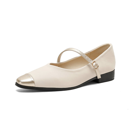 Damen Ballerinas mit modischem Riemchen und eleganter Metallspitze EB