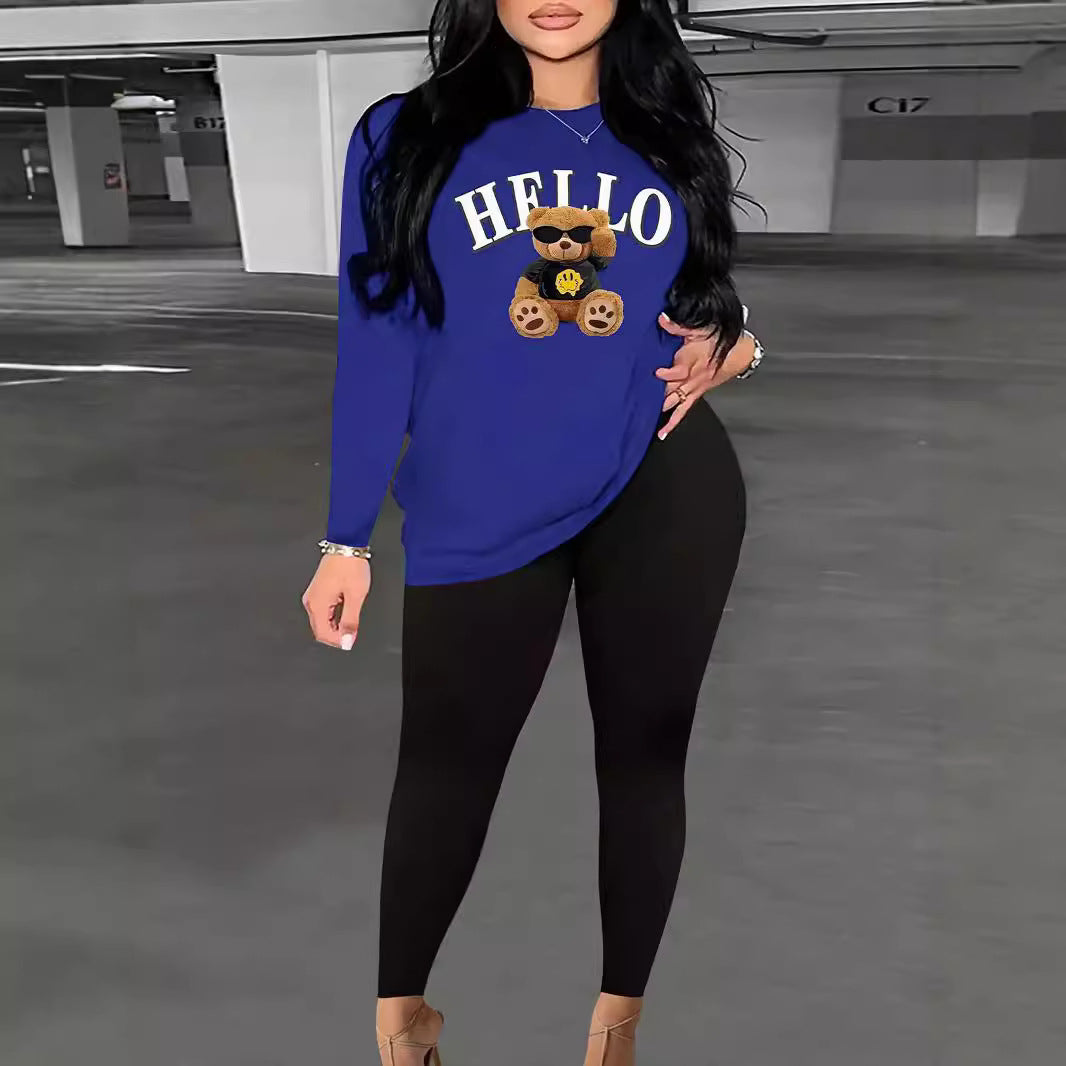 Damen Sweatshirt mit künstlerischem Bärenmotiv EB