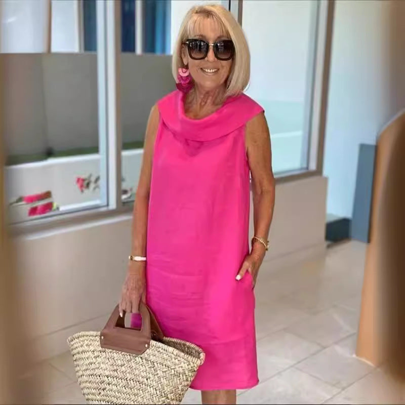 Damen Sommerliches Leinenkleid mit modernem Kragen EB