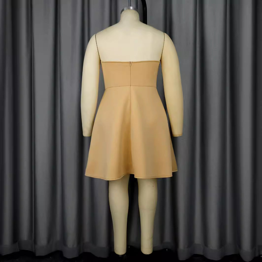 Damen elegantes Trauzeugen-Kleid mit voluminösem Rosen-Detail EB