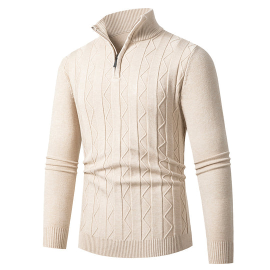 Herren Pullover mit modernem Stehkragen und strukturiertem Zopfmuster EB