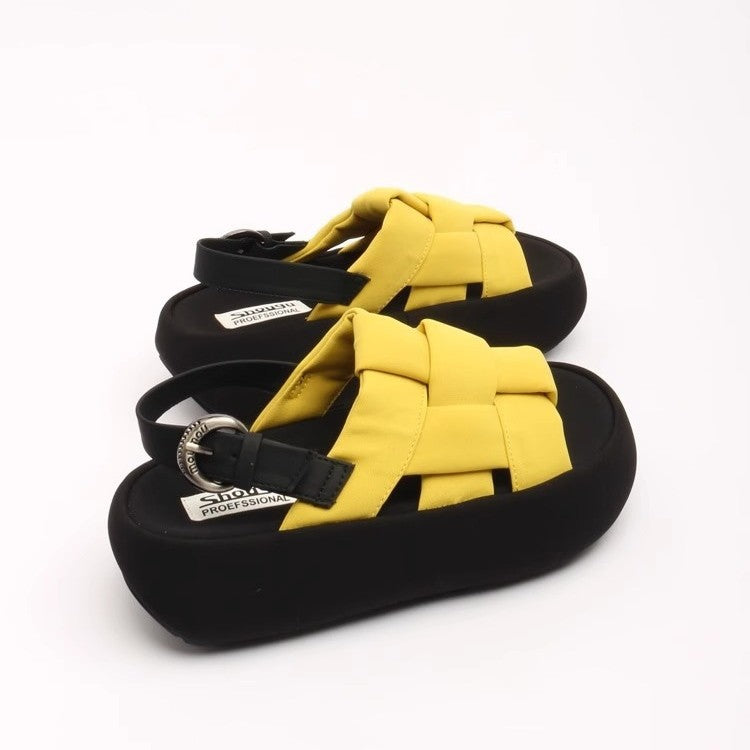 Damen modische Plateau-Sandalen mit elegantem Kreuzriemen und komfortablem Fußbett EB
