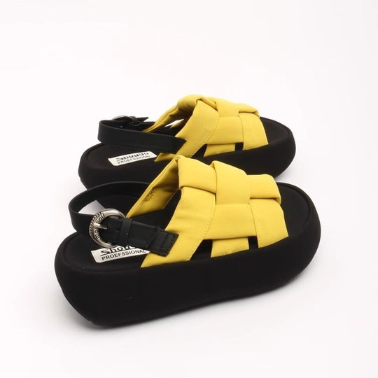Damen modische Plateau-Sandalen mit elegantem Kreuzriemen und komfortablem Fußbett EB