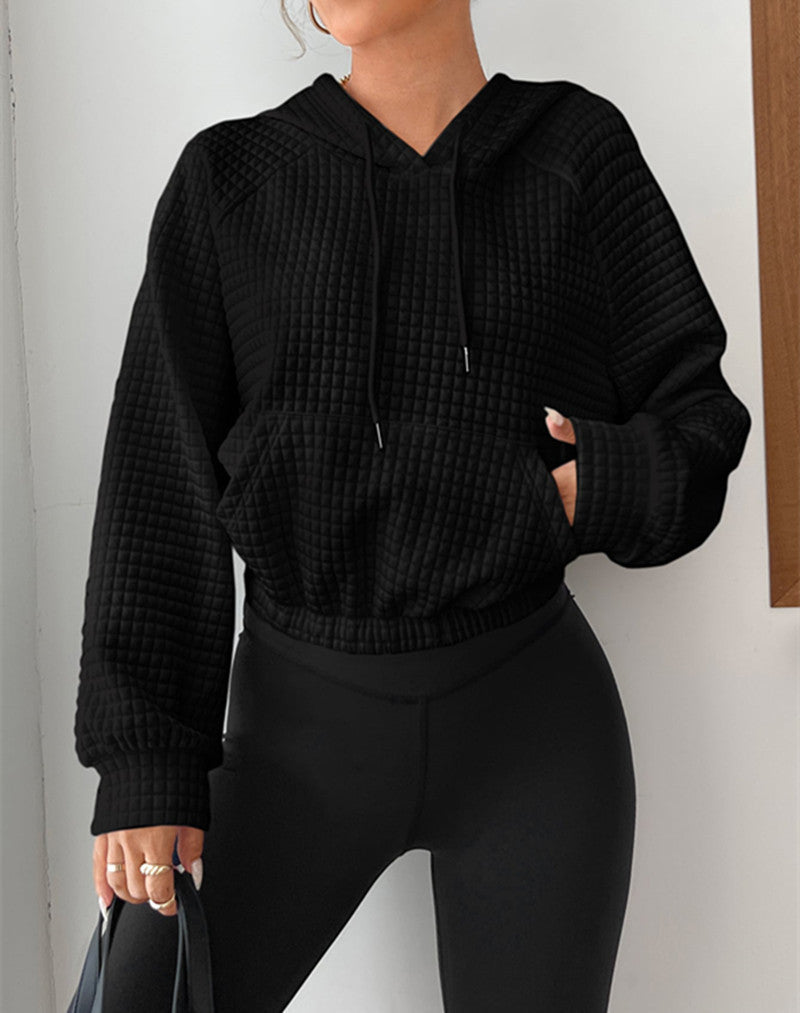 Damen modischer cropped Hoodie mit strukturierter Oberfläche EB