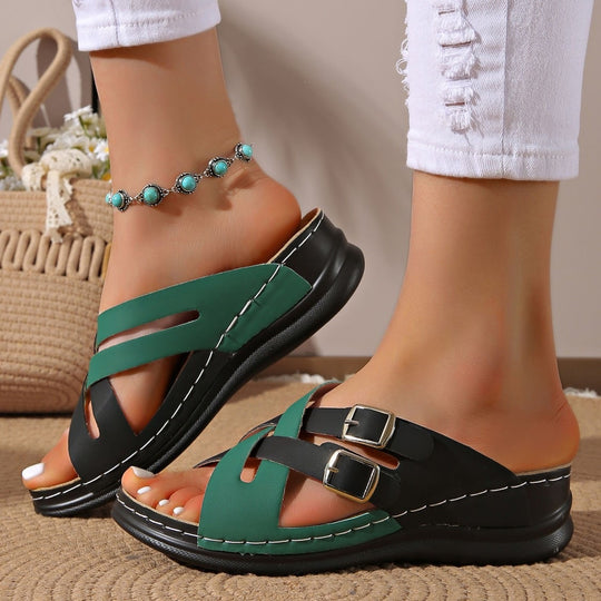 Damen Komfortable Clogs mit modischem Cross-Design EB