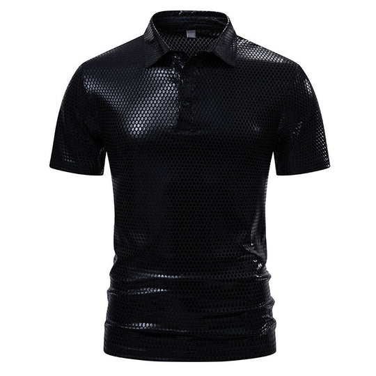 Herren Poloshirt mit glänzendem Honigwaben-Muster EB
