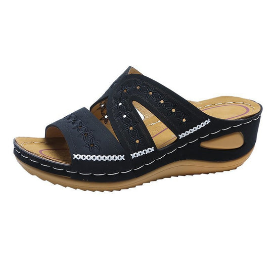 Damen bequeme Sandalen mit ergonomischer Fußbett und modischem Blumenmuster EB
