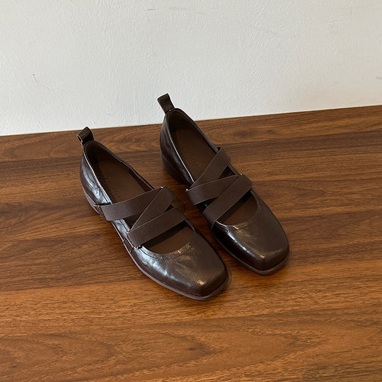 Damen elegante Ballerina-Pantoletten mit modischem Riemchen EB