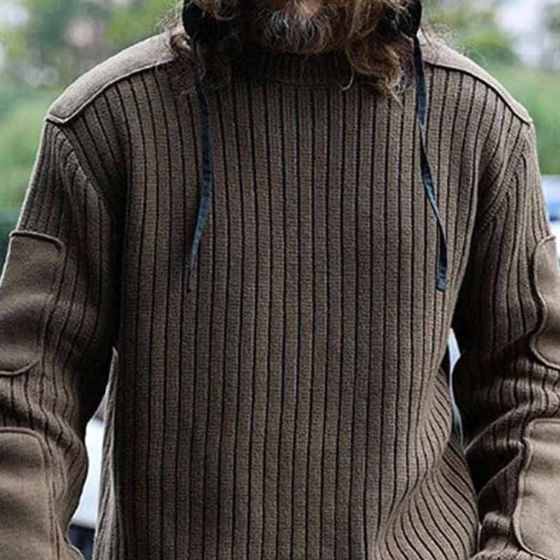 Herren Strickpullover mit Struktur und Kapuze EB