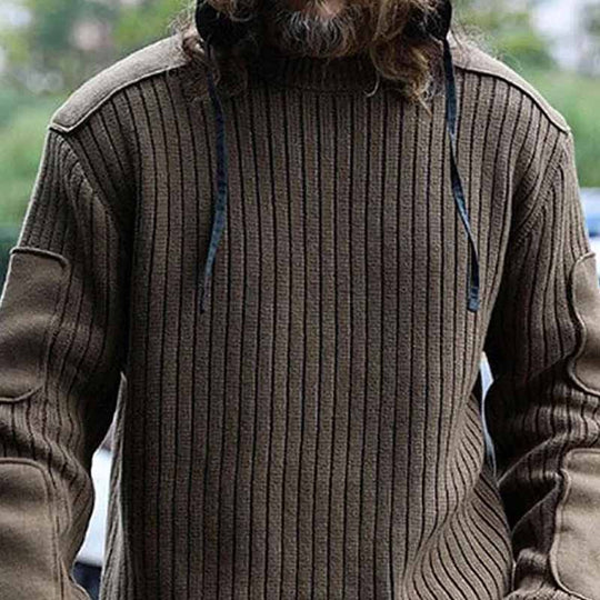 Herren Strickpullover mit Struktur und Kapuze EB